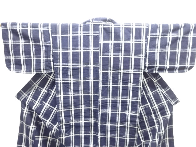  アンティーク　格子木綿単衣着物